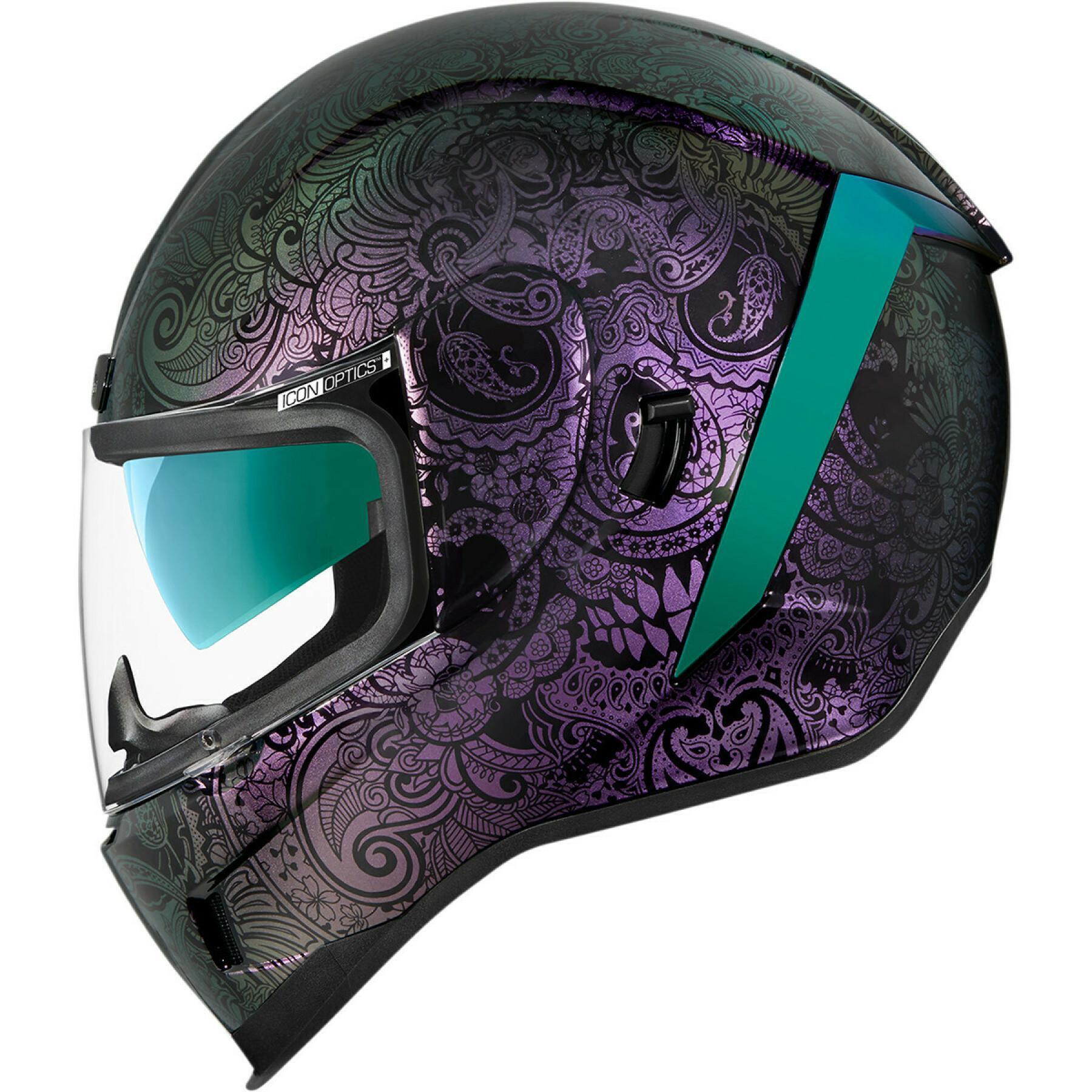 Capacete de motocicleta facial completo Icon afrm chnt-opal pu