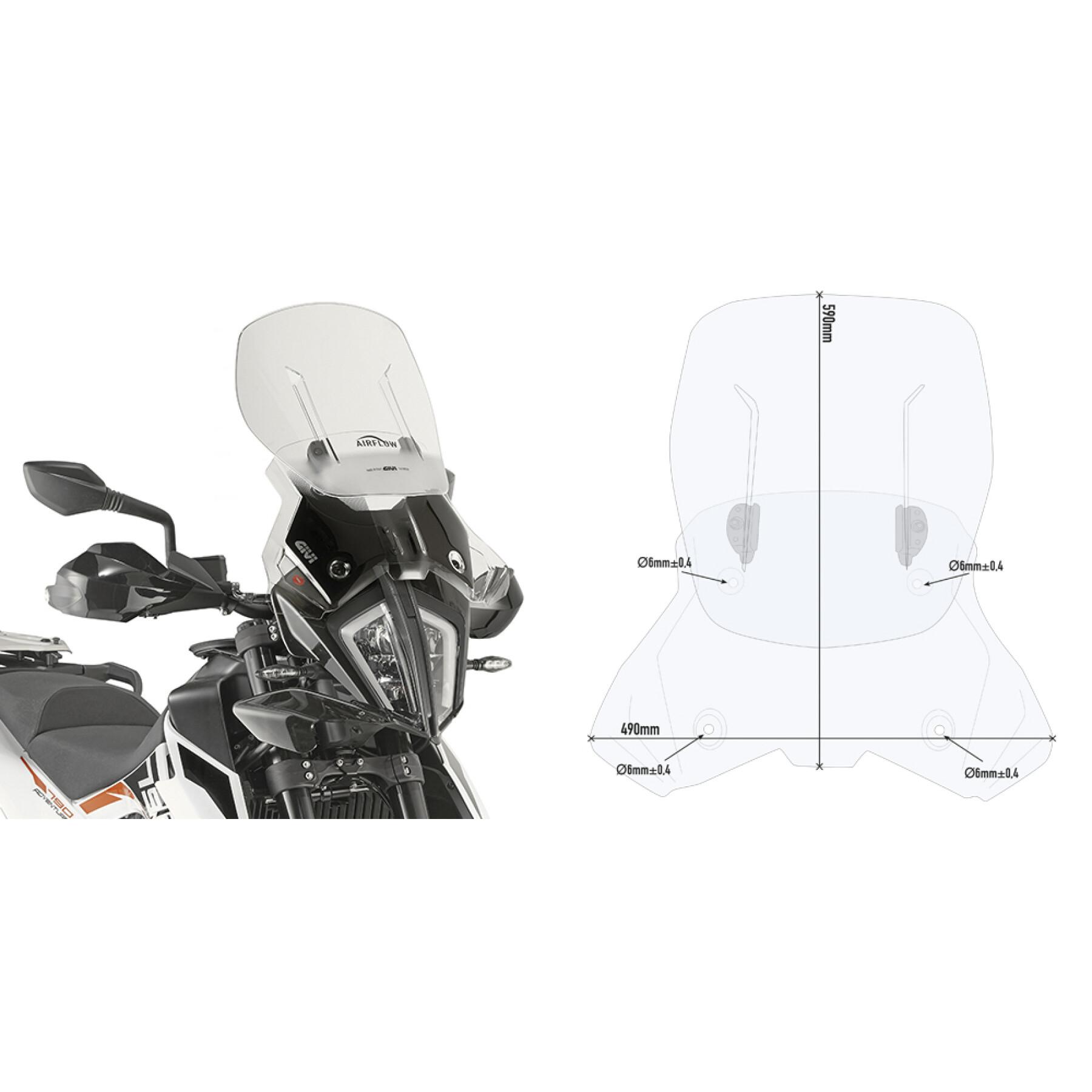Bolha de motocicleta Givi Modulable Airflow KTM 390 Adventure (2020) / KTM 790 Adventure (2019 À 2020)