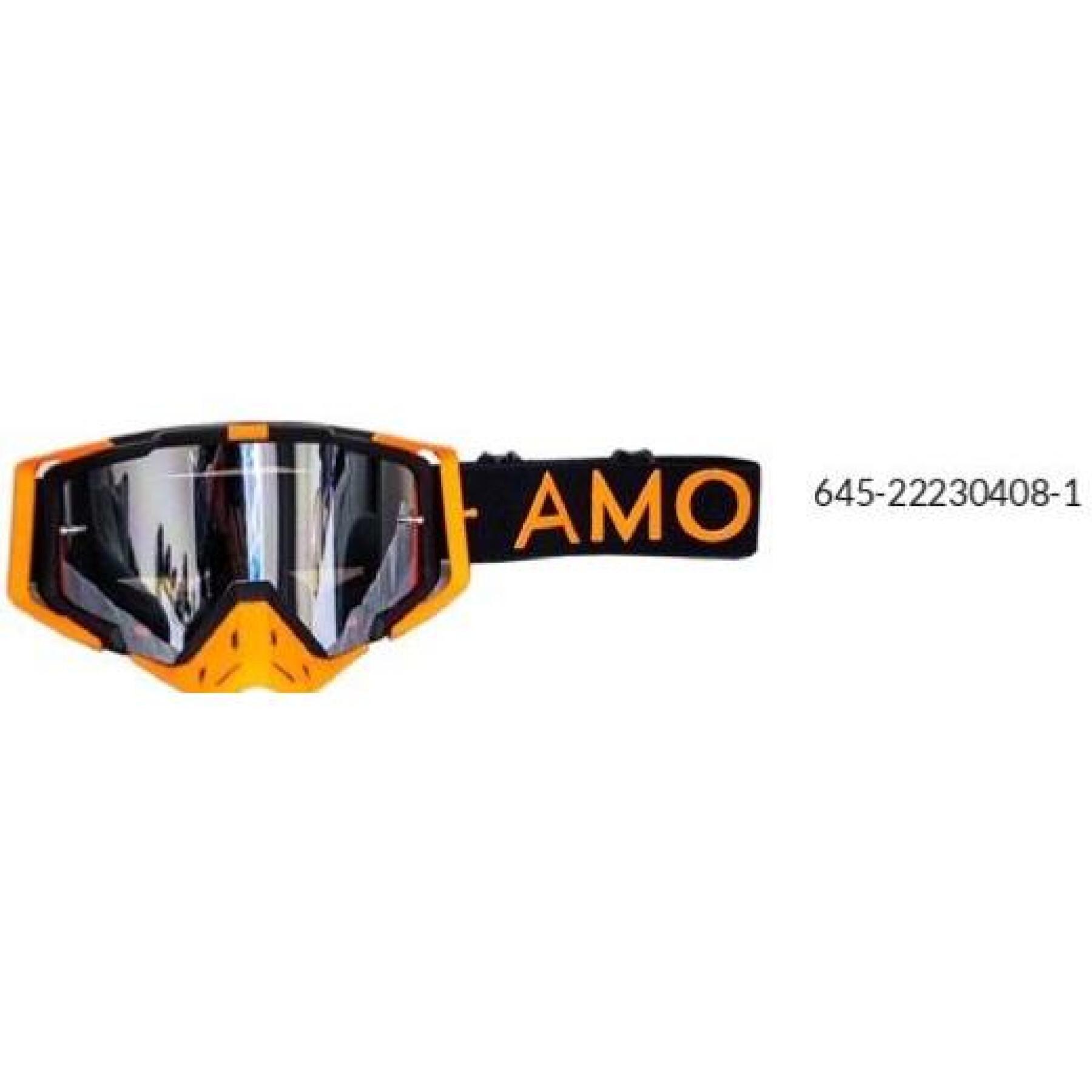 Óculos cruzados de motocicleta com lentes espelhadas de prata Amoq Aster
