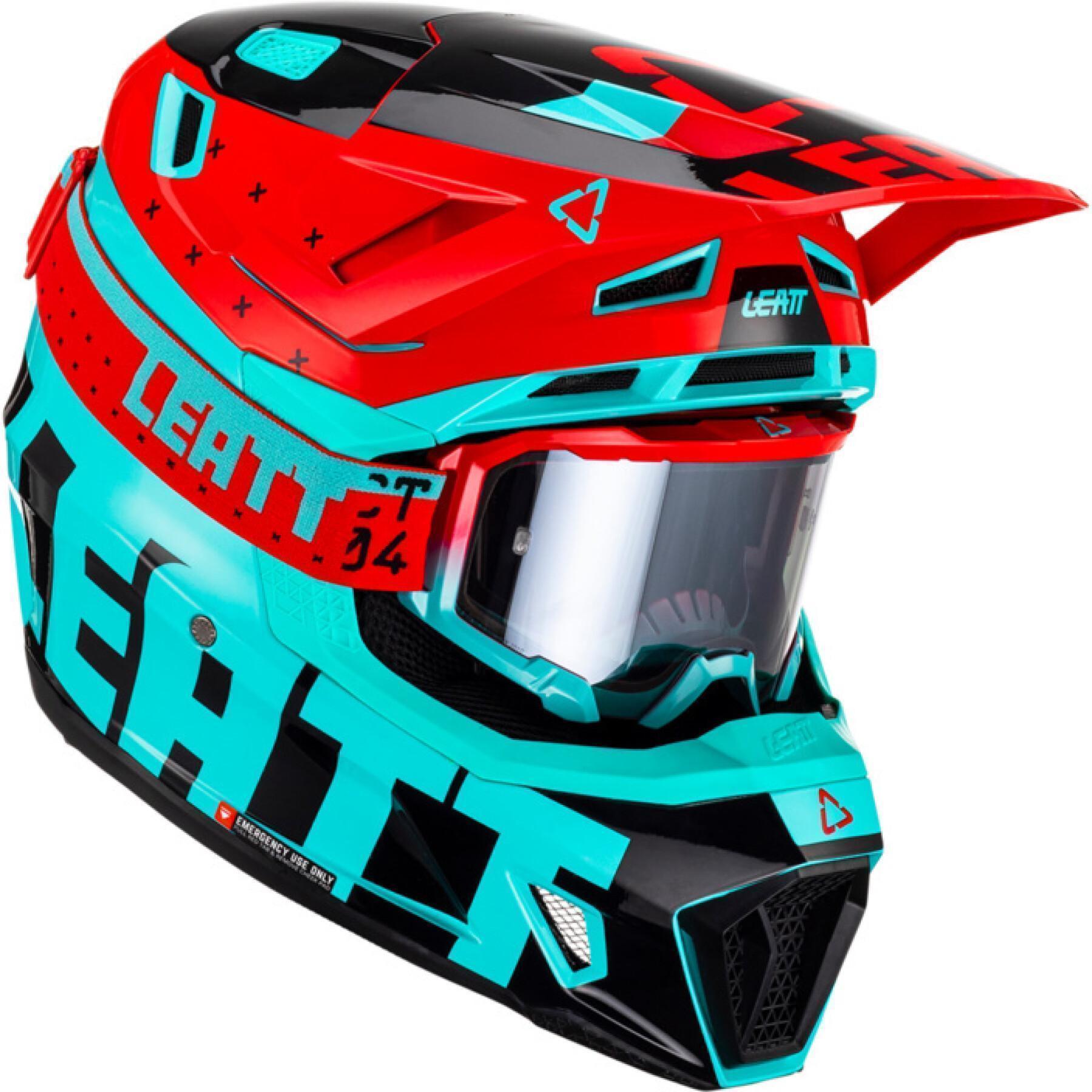 Kit de capacete de motociclista com óculos de protecção Leatt 7.5 23