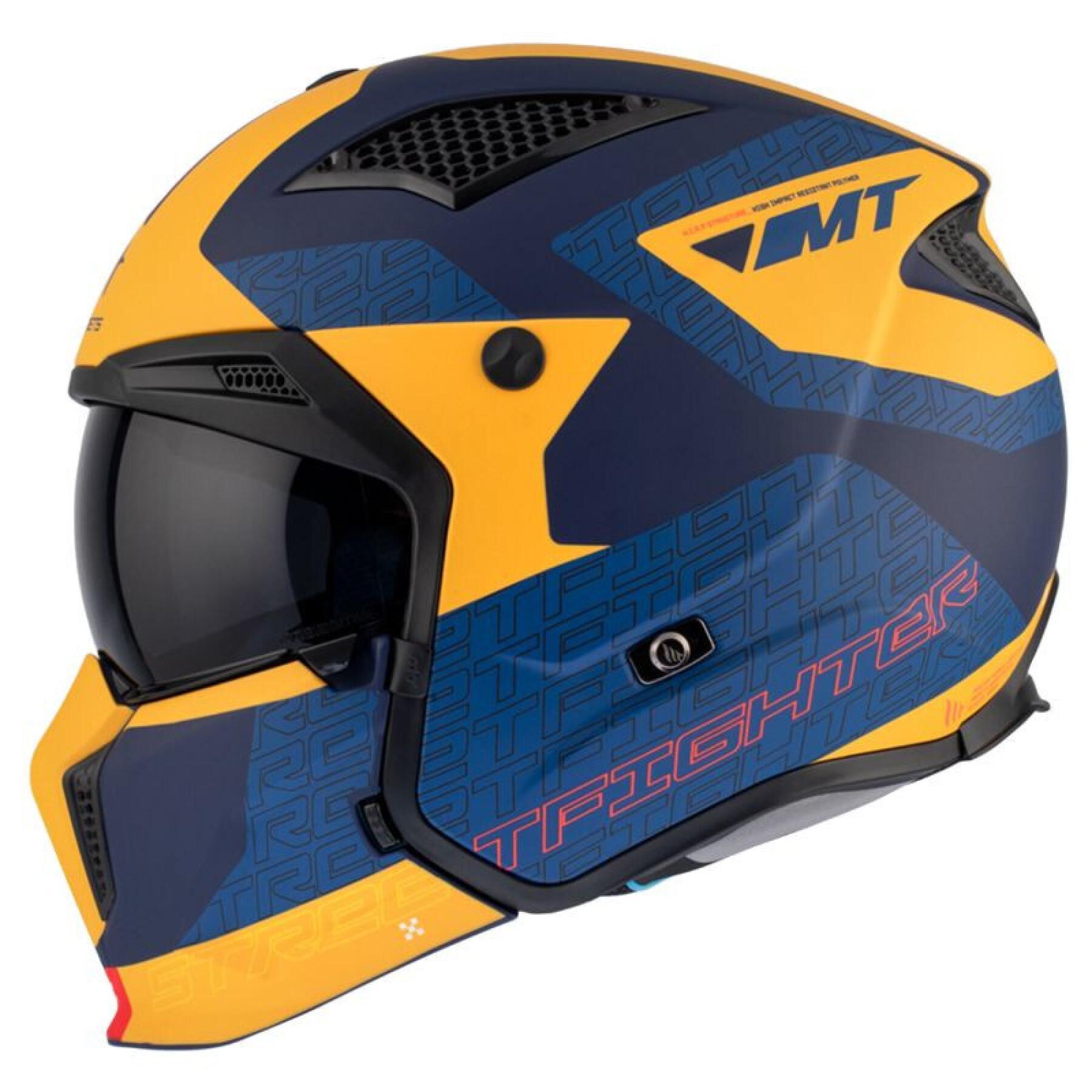 Capacete de motocross com proteção única convertível e tira de queixo amovível MT Helmets Streetfighter Sv Totem C3 (Ece 22.06)
