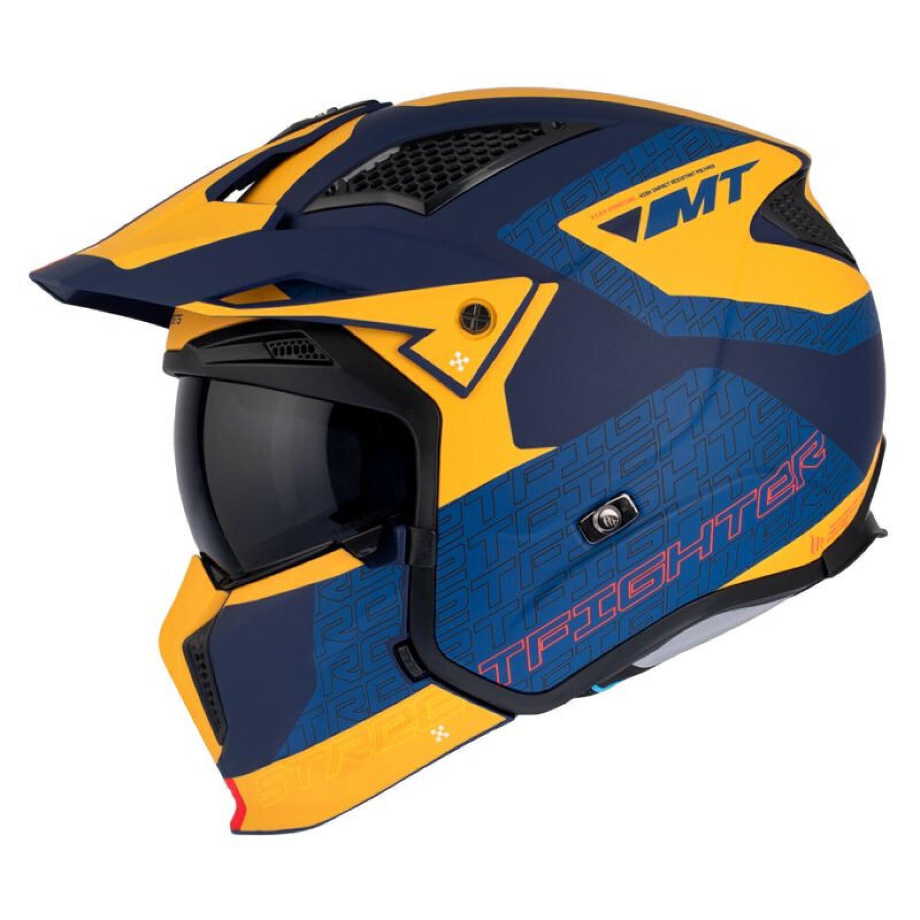 Capacete de motocross com proteção única convertível e tira de queixo amovível MT Helmets Streetfighter Sv Totem C3 (Ece 22.06)