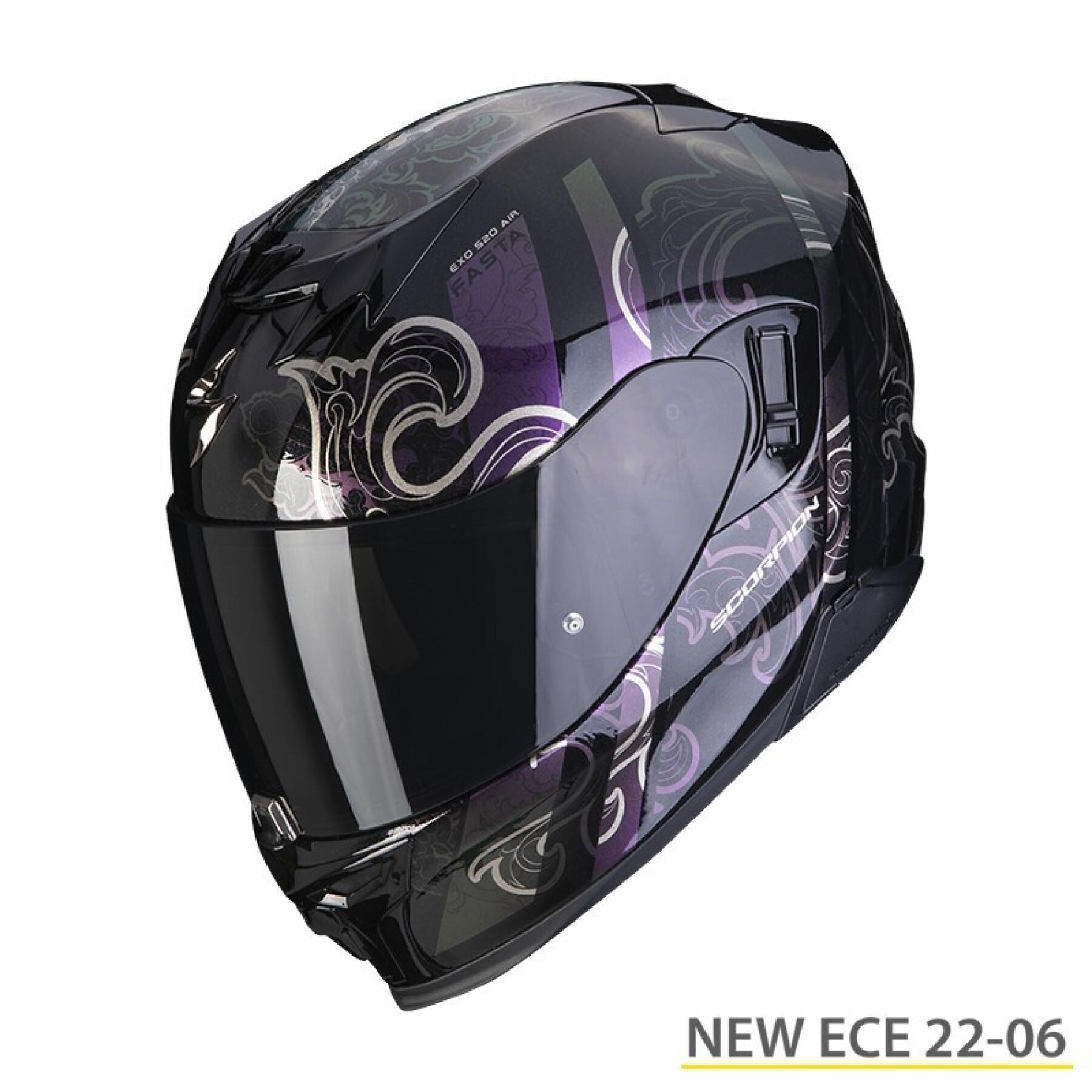 Capacete de motociclista de rosto inteiro Scorpion Exo-520 Evo Air Fasta ECE 22-06