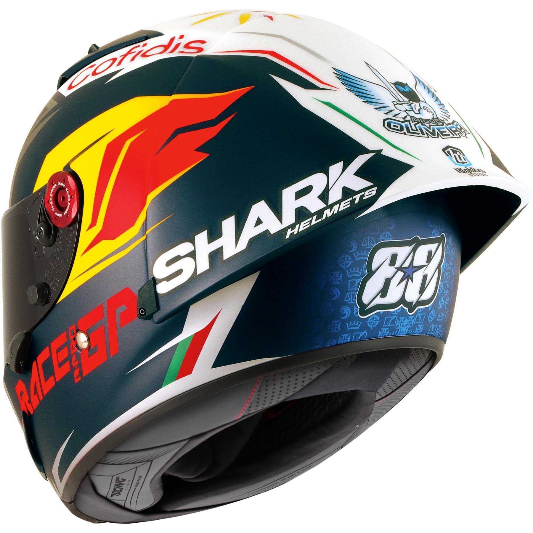 Capacete de motociclista de rosto inteiro Shark race-r pro GP oliveira signature