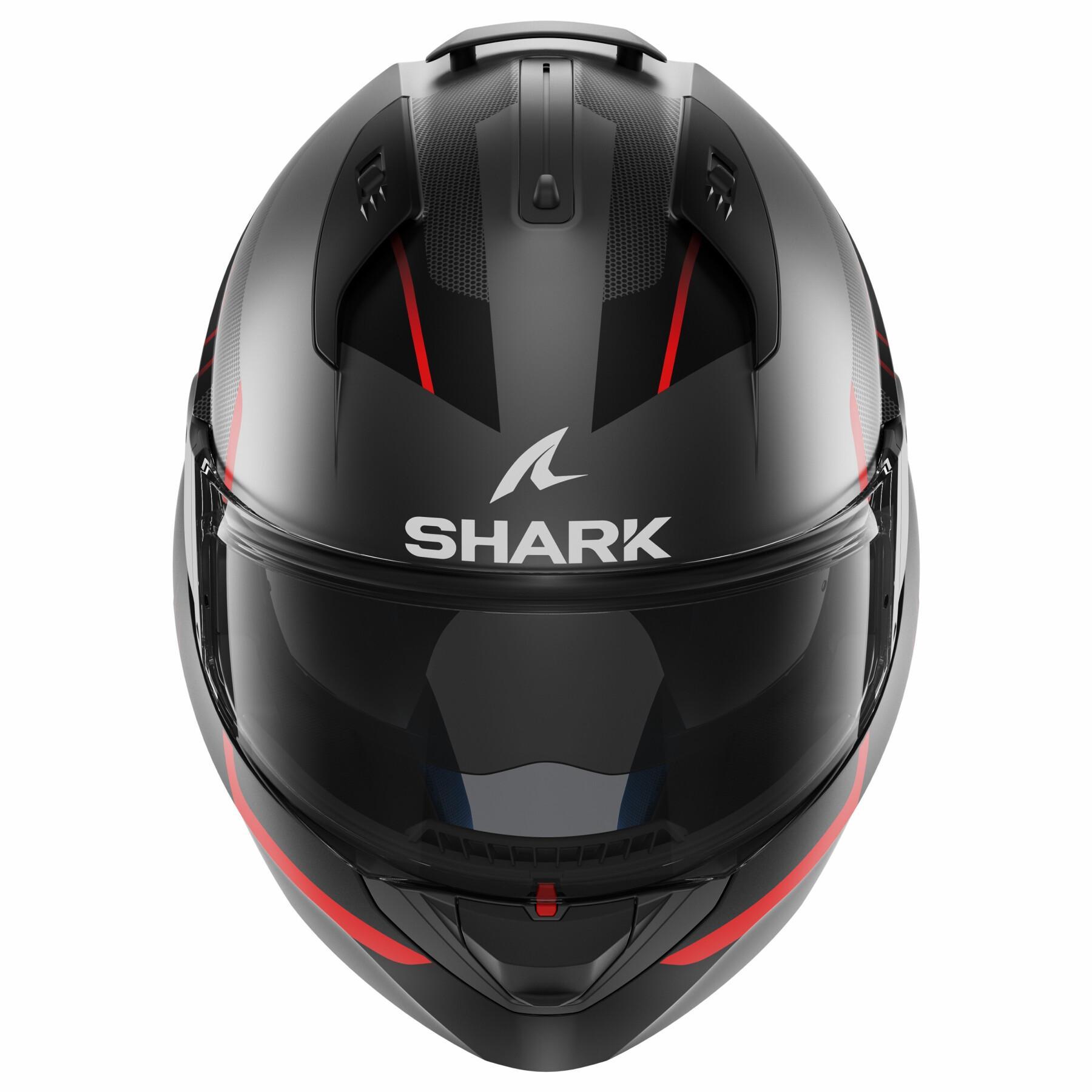 Capacete de motocicleta modular Shark Evo Es Kryd Mat Anthracite Black Red