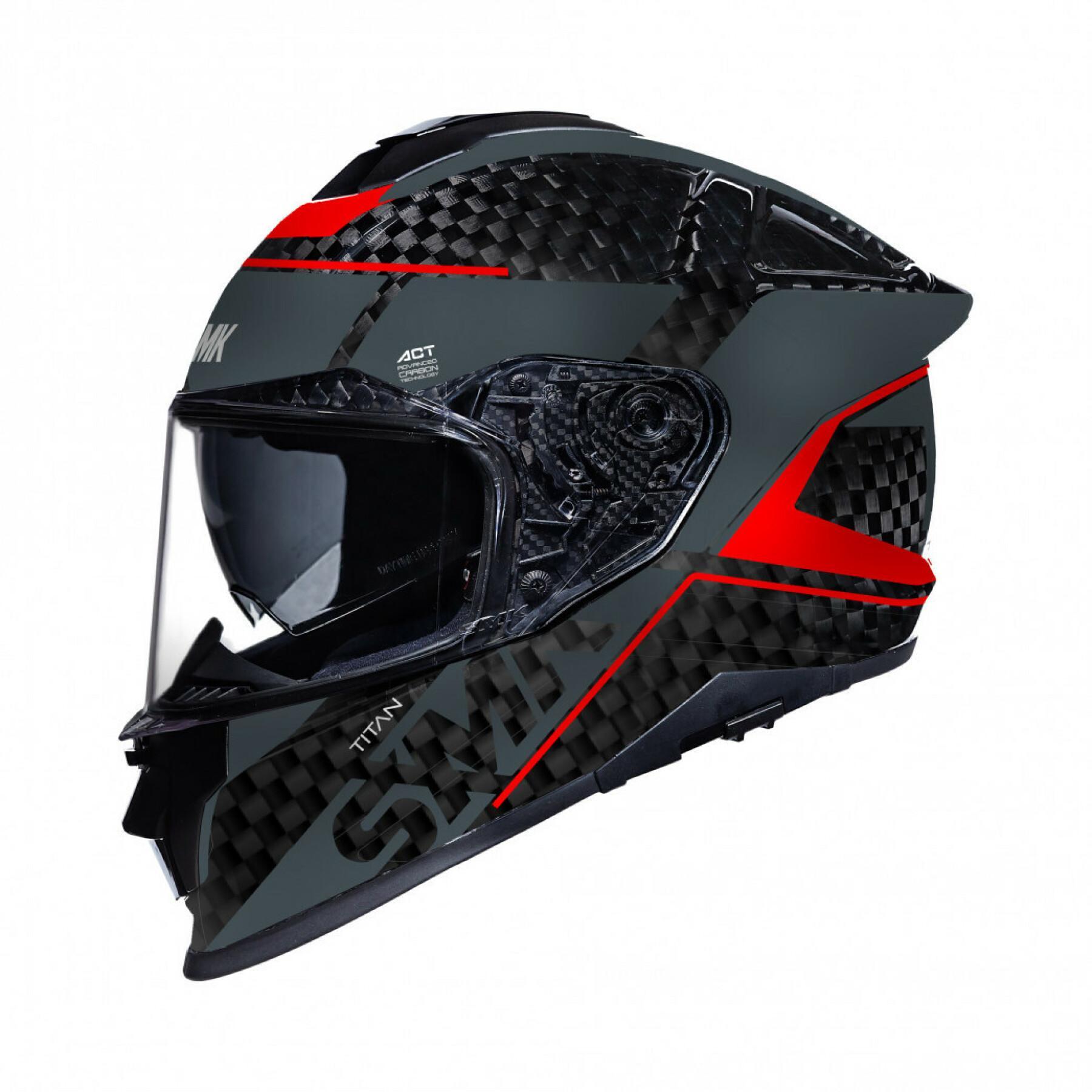 Capacete de motocicleta facial completo em titânio e carbono SMK