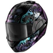 Capacete de motocicleta modular Shark Evo Es K-Rozen Black Violet Glitter
